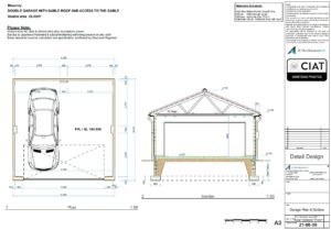 Detail design garage for Dan-Wood timber frame new build house in Wales