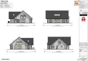 Scheme design elevations for Dan-Wood timber frame new build house in Wales