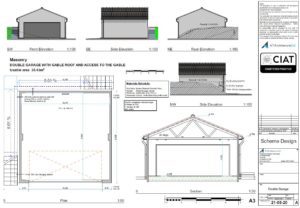 Scheme design garage details for Dan-Wood timber frame new build house in Wales