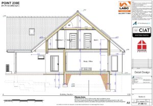 Detail design section for Dan-Wood timber frame new build house in Wales