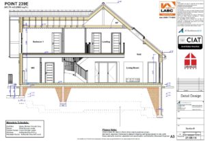Detailed design section for Dan-Wood timber frame new build house in Wales