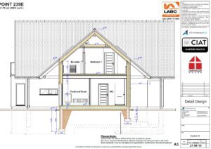 Detail design section for Dan-Wood timber frame new build house in Wales