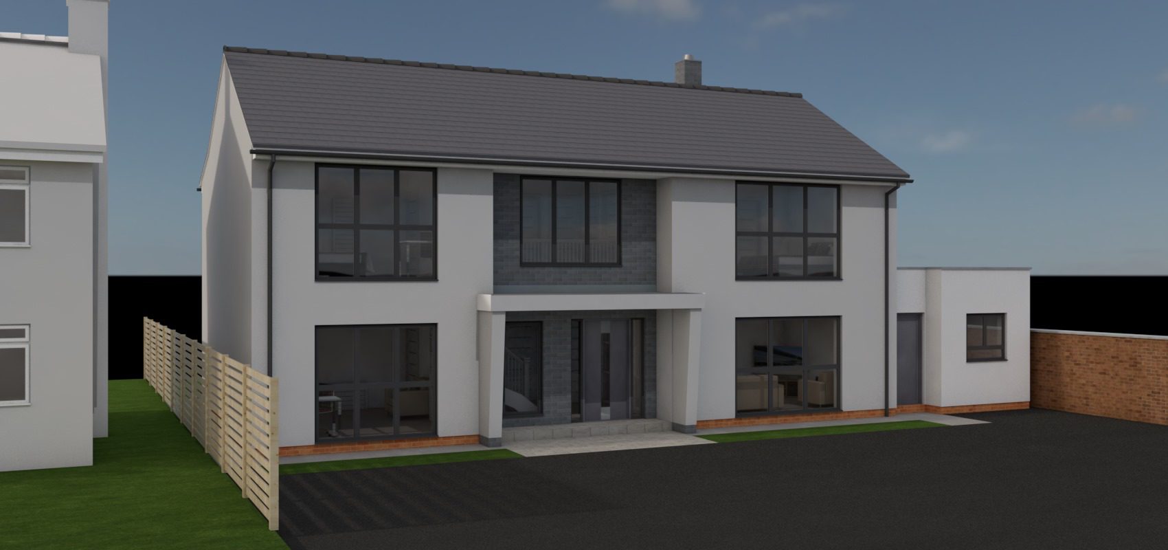 3D View of a bungalow in Cheltenham after a vertical extension as been added to convert into a house