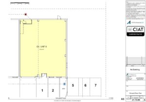 Survey floor plan for factory extension in Gloucester