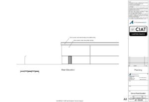 Survey rear elevation for factory extension in Gloucester
