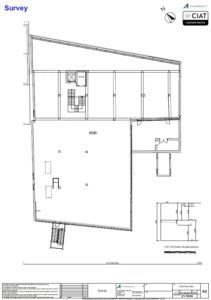 Survey first floor plan of a office conversion in Stroud, Gloucester into flats
