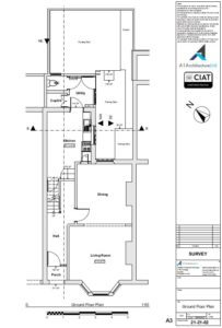 Survey ground floor plan for single storey house extension in Cheltenham Gloucestershire