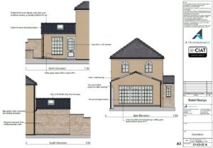 Detailed design elevations for building regulations for extension in Gloucester