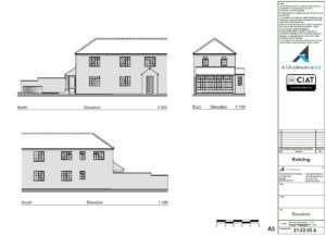 Survey elevations before single storey extension is added to house in Gloucester