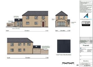 Proposed elevations for a single storey house extension in Gloucester