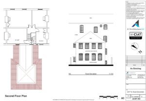 Survey floor plan and elevation to large listed house in Gloucester